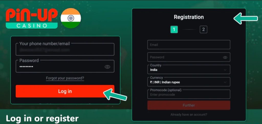 Login and Registration at PIn-Up Casino Online.