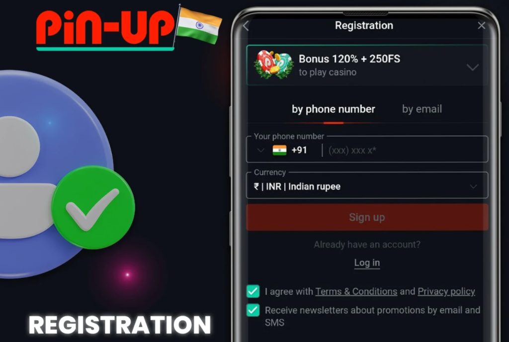 Mobile registration at Pin Up Casino.